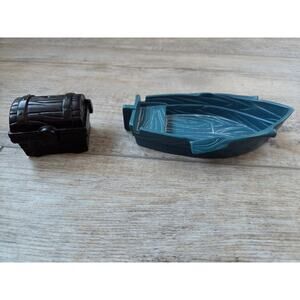 Vintage '95 Fisher-Price Great Adventures Pirate Boat & Treasure Chest Gold Loot